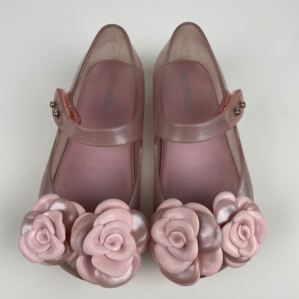 Mini Melissa Ultragirl Glitter Pink Jelly Flower Mary Jane Scent Shoes Toddler 9
